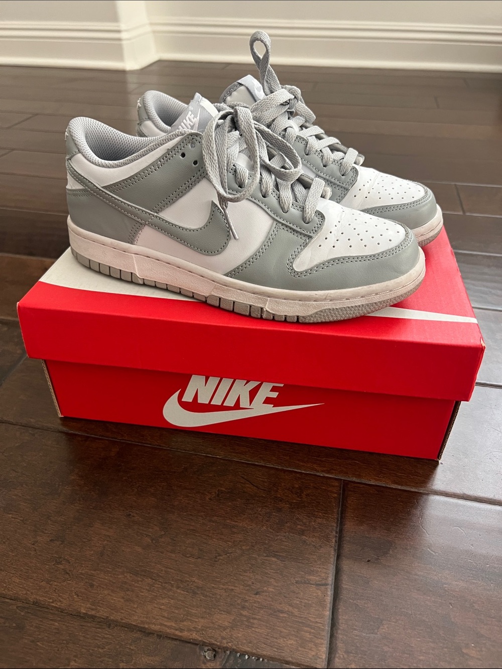 Nike Kids Low-Top Sneakers in White and Light Gray